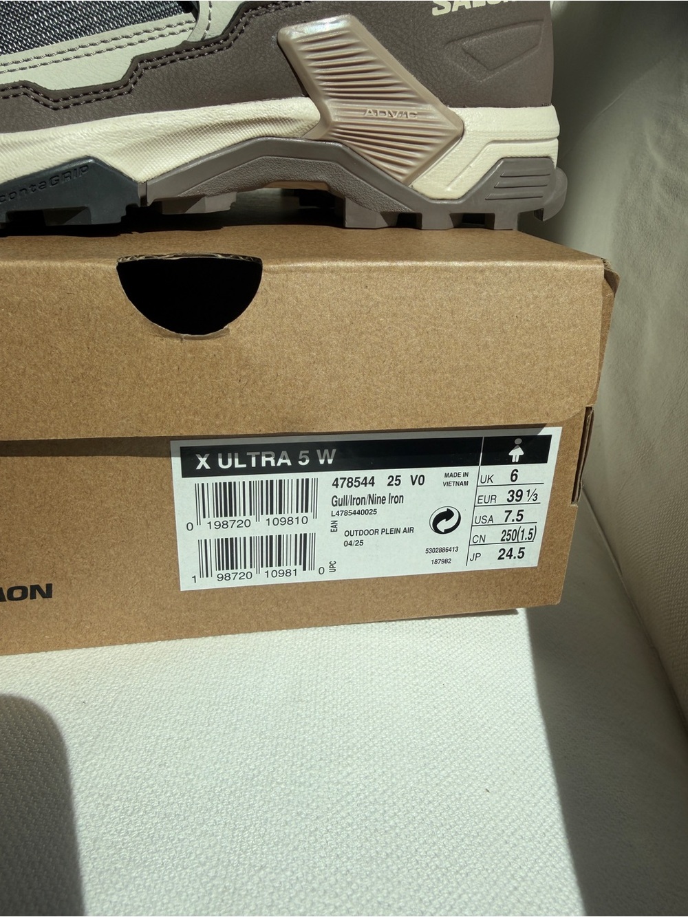 Salomon X Ultra 5 W Hiking Shoes Women’s 7.5 Gray Taupe Quicklace NEW - Picture 7 of 8